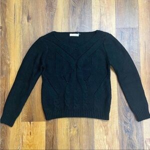 LoveTree Chunky Black Cable Knit Cropped Sweater size Medium EUC